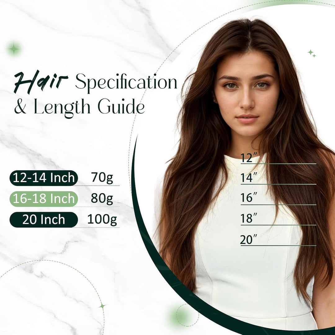 RUNATURE Wire Hair Extensions Straight, Dark Brown, 20 Inch 100g