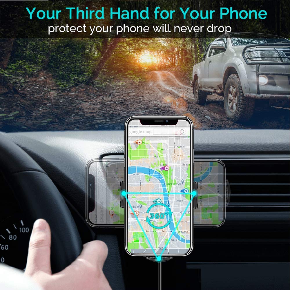 Mikikin Wireless Car Charger, Auto-Clamping, 10W