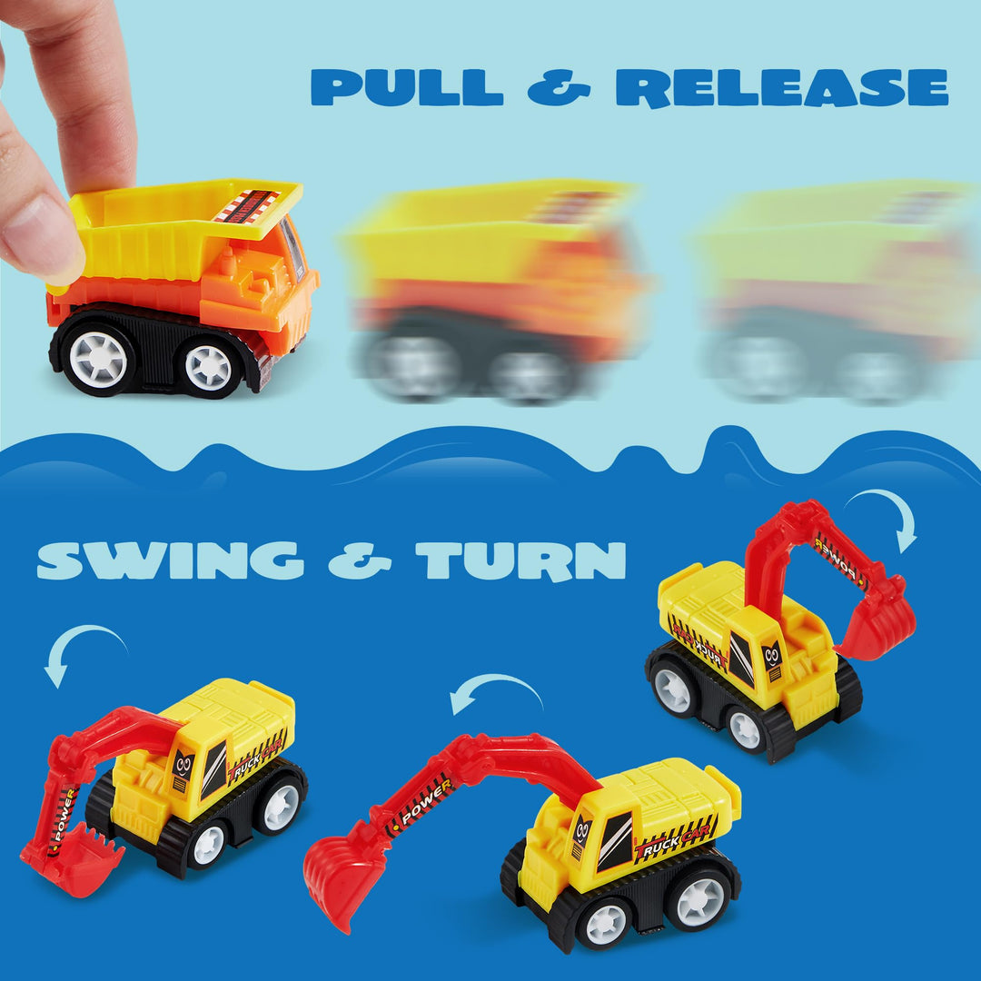 JOYIN Pull Back Construction Vehicles, 12 Count