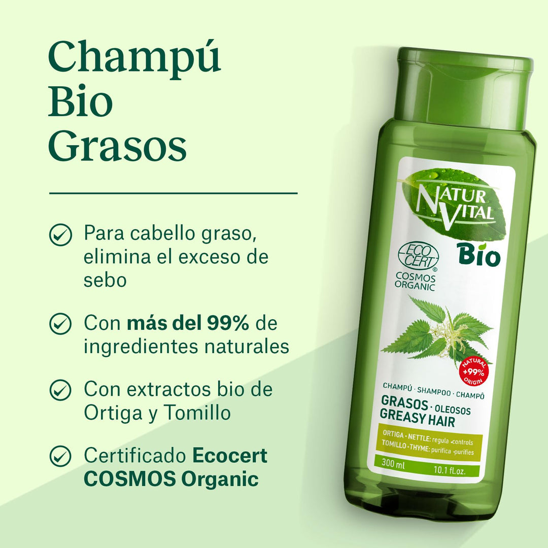 NaturVital Bio Ecocert Shampoo, Oily Hair, 300 ml