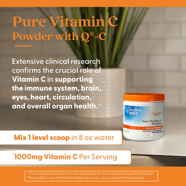 Doctor's BEST Pure Vitamin C Powder As Q-C Ascorbic Acid, 8.8 oz