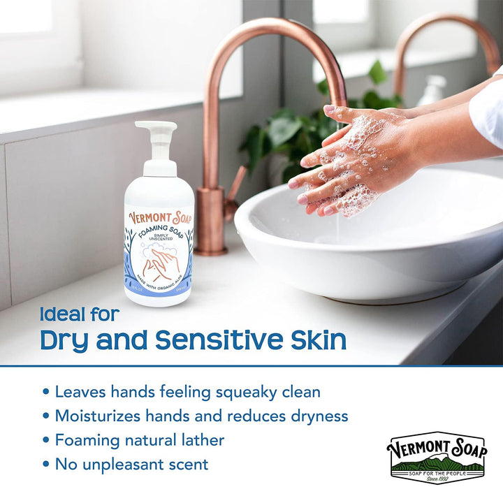 Vermont Soap SunShea Organic Foaming Hand Soap, Unscented, 12 oz