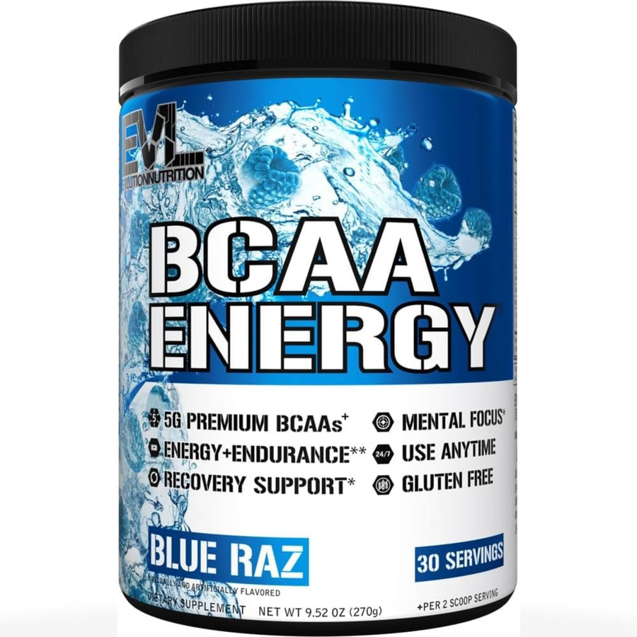 Evlution BCAA Energy Amino Acid Supplement, Blue Raz, 30 Servings