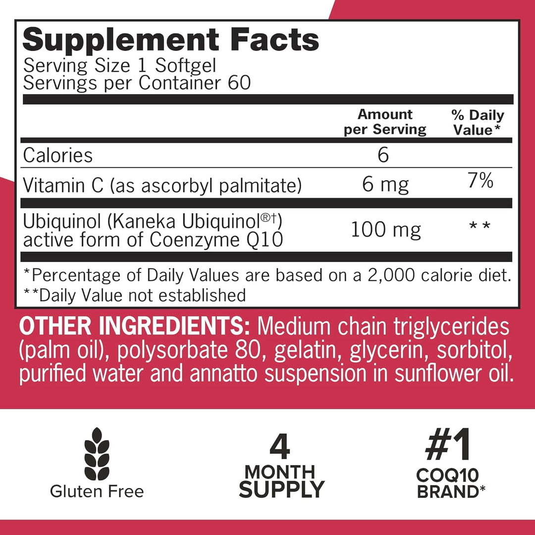 Qunol Mega CoQ10 Ubiquinol, 100 mg, 60 Count