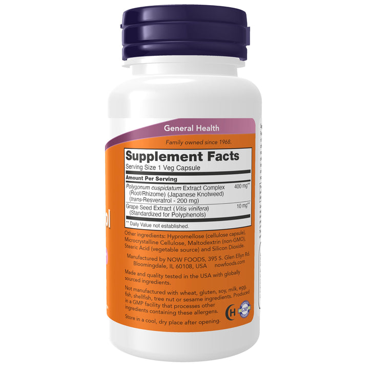NOW Resveratrol Dietary Supplement, 60 Count