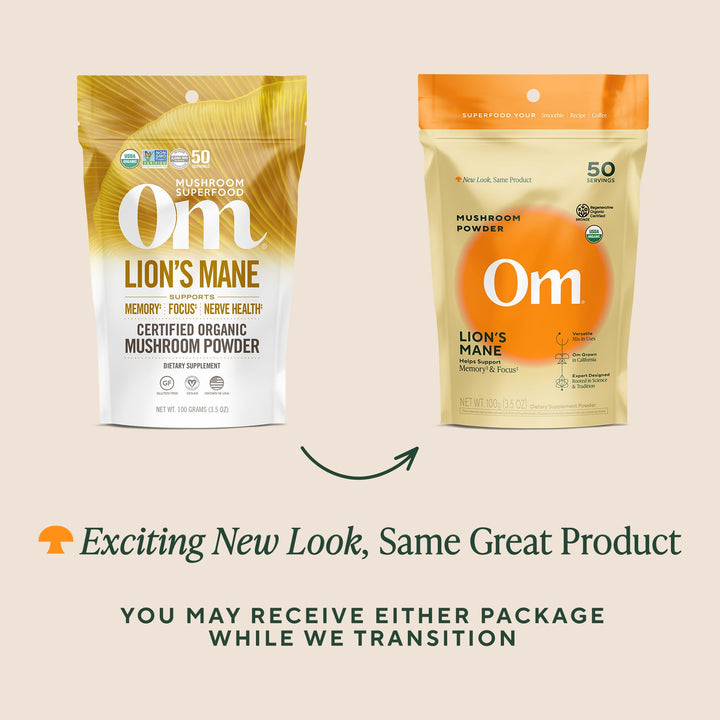 OM MUSHROOM SUPERFOOD Lion's Mane Mushroom Powder, Organic, 3.5 oz