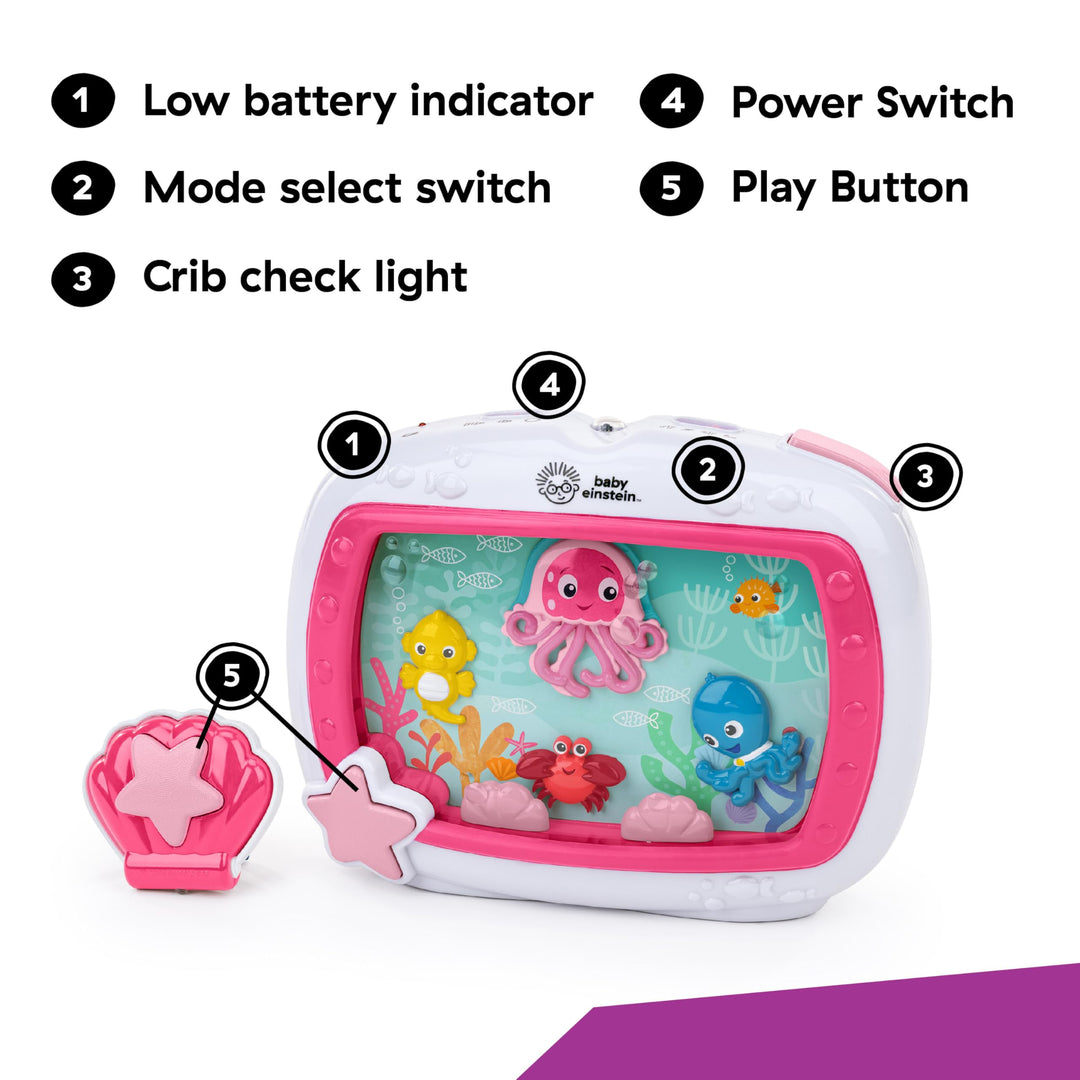 Baby Einstein Sea Dreams Soother Musical Crib Toy And Sound Machine, Pink