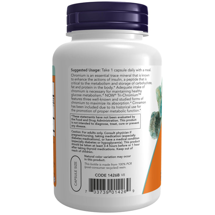 NOW Tri-Chromium 500 mcg, 180 Count