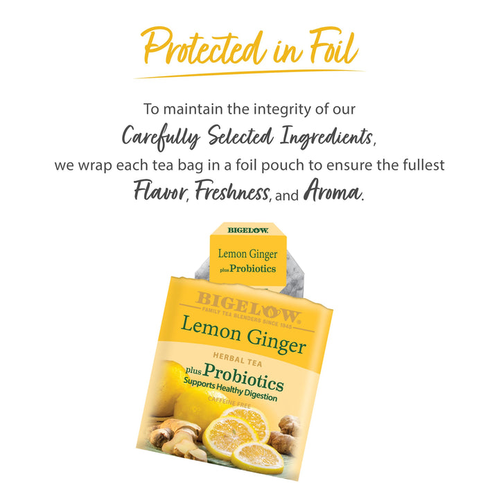 Bigelow Tea Lemon Ginger Herbal Tea, 18 Count