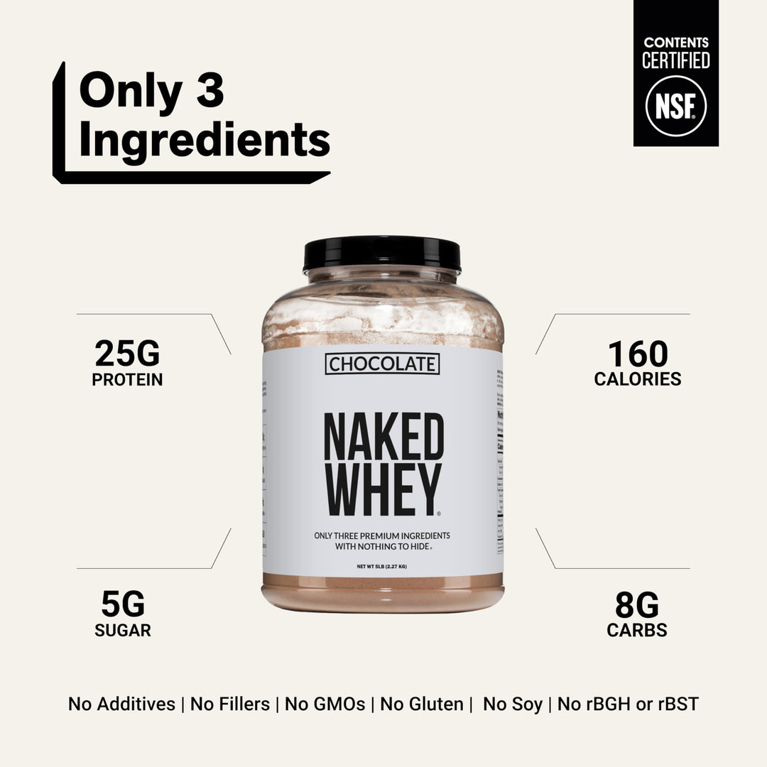 NAKED Whey Protein Powder, Chocolate, 5 lb