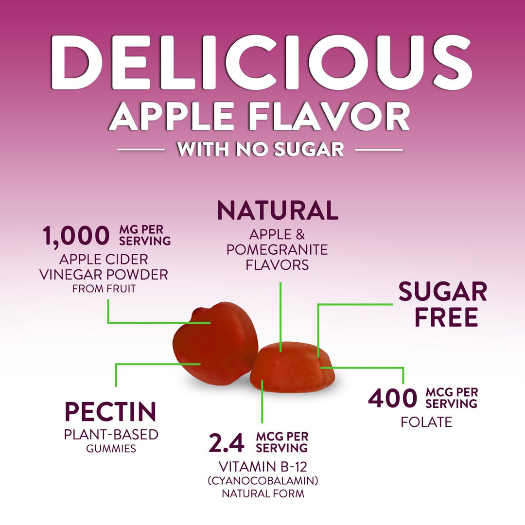 Nature's Nutrition Apple Cider Vinegar Gummies, Sugar Free, 60 Count