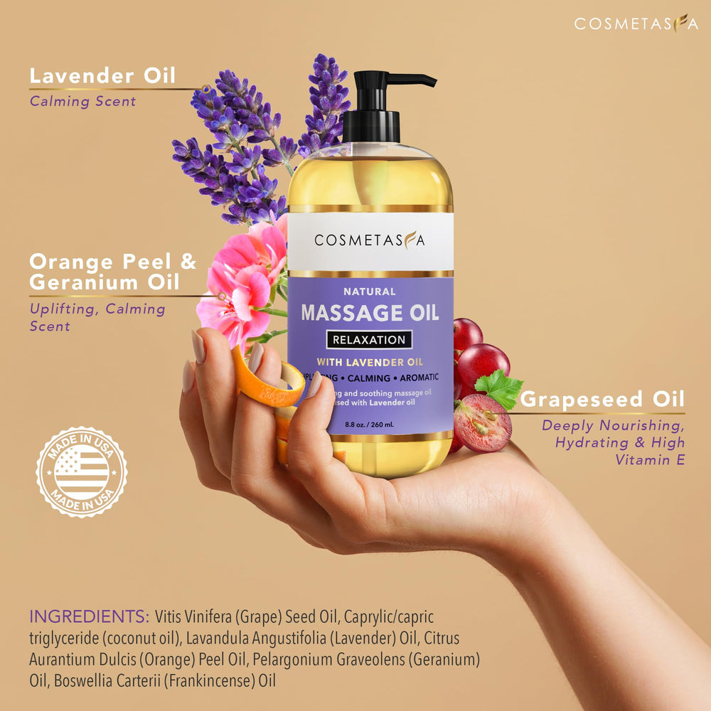 Cosmetasa Lavender Relaxation Massage Oil, 8.8 oz