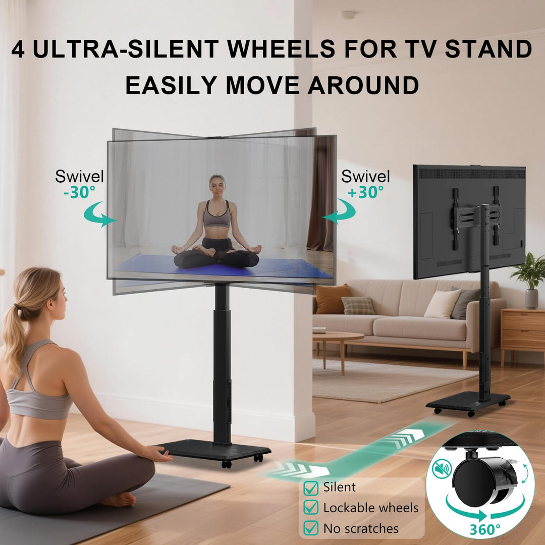 WALI Floor TV Stand, Black, 32-75 in