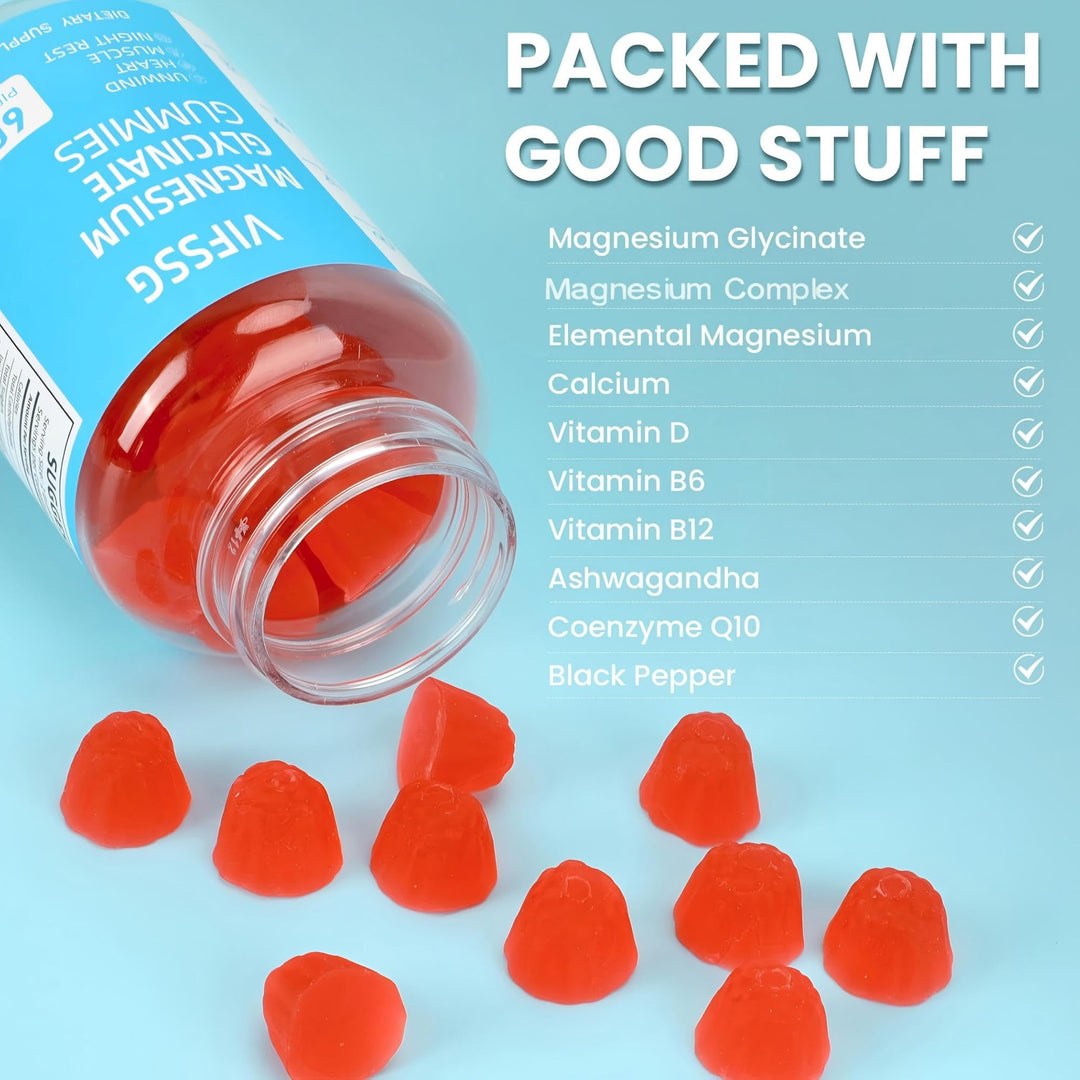 VIFSSG Magnesium Glycinate Gummies, 400 mg, 60 Count