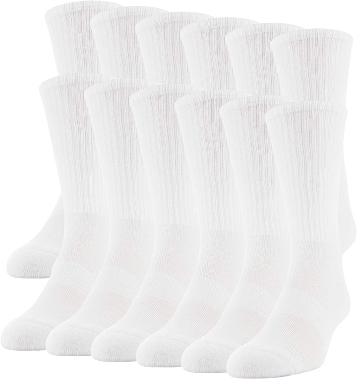 Gildan Performance Crew Socks, White, Large