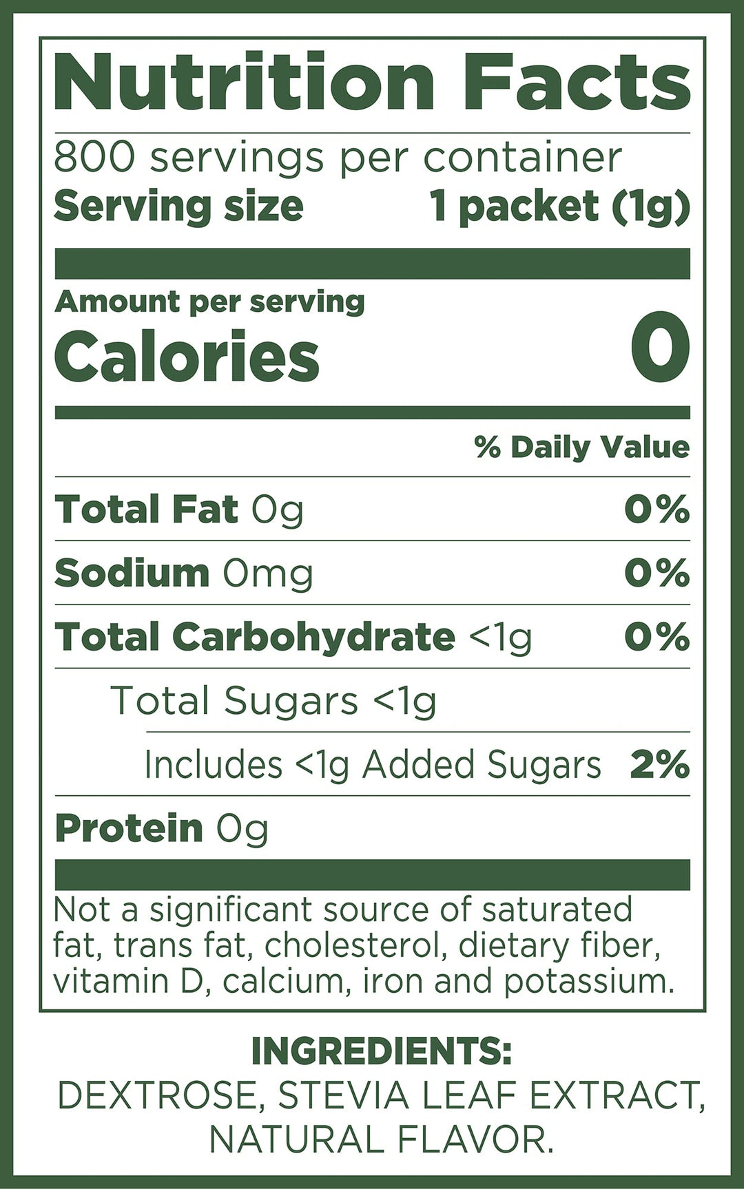 Pure Via Stevia Sweetener Packets, 800 Count
