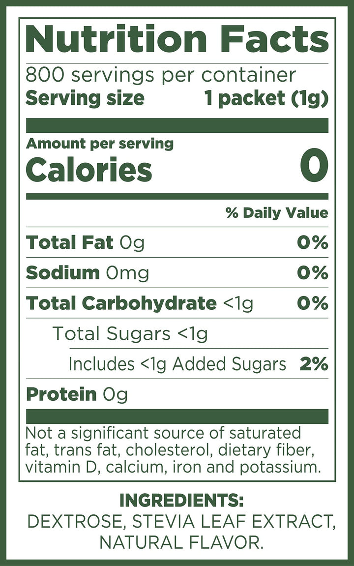 Pure Via Stevia Sweetener Packets, 800 Count