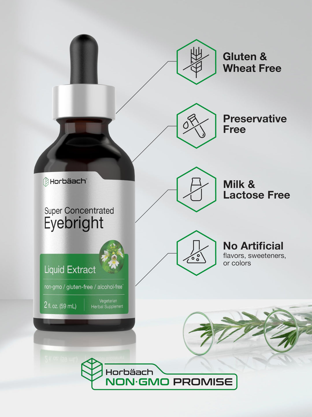 Horbäach Eyebright Herb Supplement, Alcohol Free, 2 fl oz