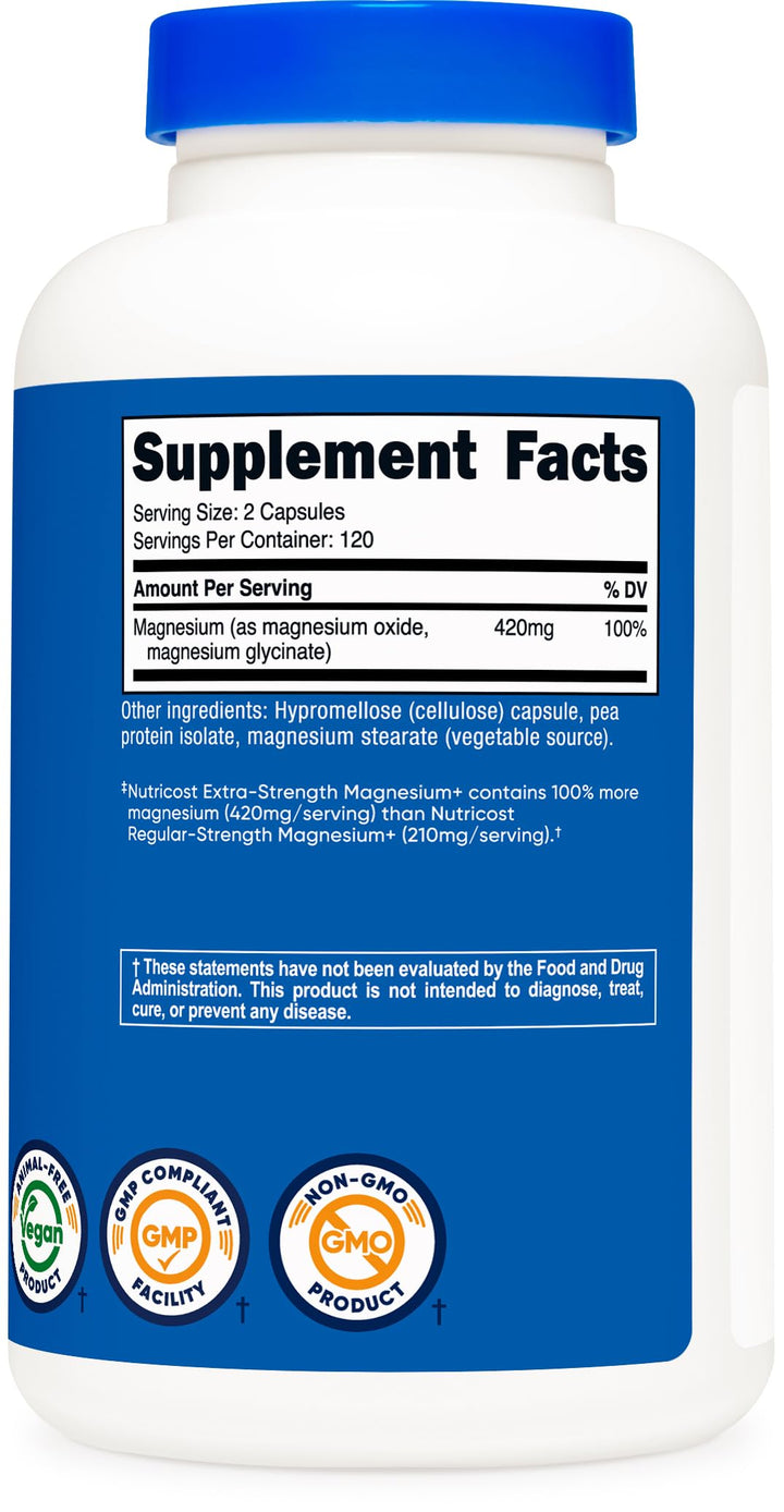 Nutricost Magnesium Glycinate, 420 mg, 240 Count