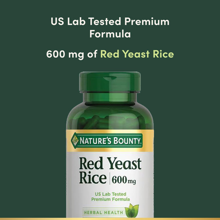 Nature's Bounty Red Yeast Rice Capsules, 600 mg, 120 Count