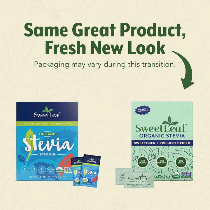 SweetLeaf Stevia Sweetener, Organic, 70 Count