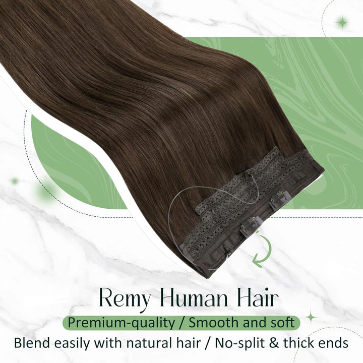 RUNATURE Wire Hair Extensions Straight, Dark Brown, 20 Inch 100g