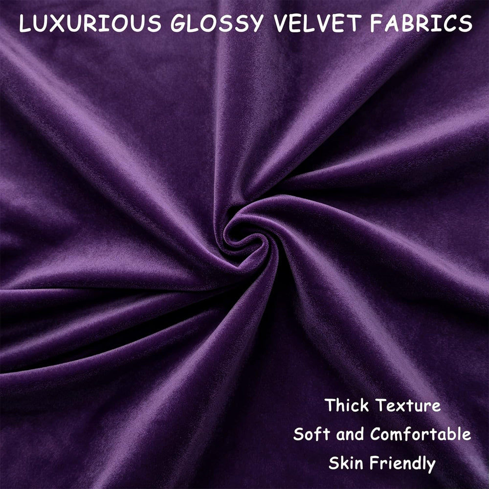 Bunliuys Velvet Throw Pillow Cover, Eggplant Purple, 18x18 in, Pack of 2