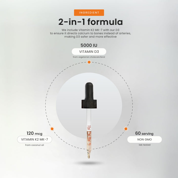 NutraChamps Vitamin D3 K2 Drops, Liquid, 5000 IU