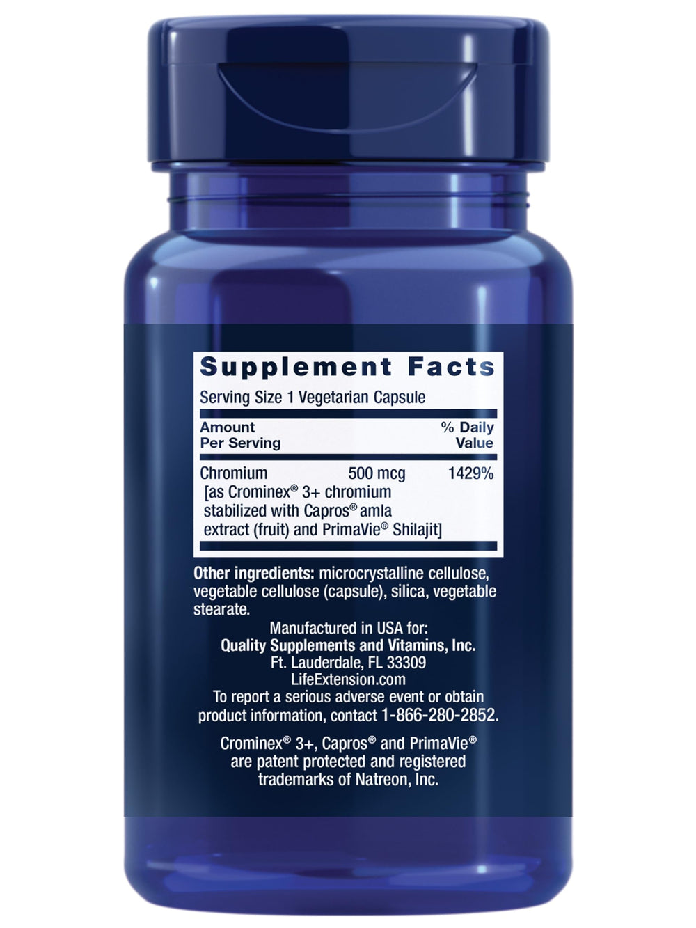 Life Extension Optimized Chromium with Crominex 3+, 500 mcg, 60 Count