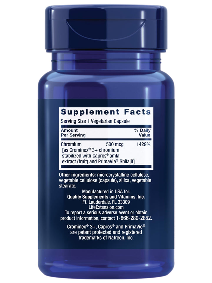 Life Extension Optimized Chromium with Crominex 3+, 500 mcg, 60 Count