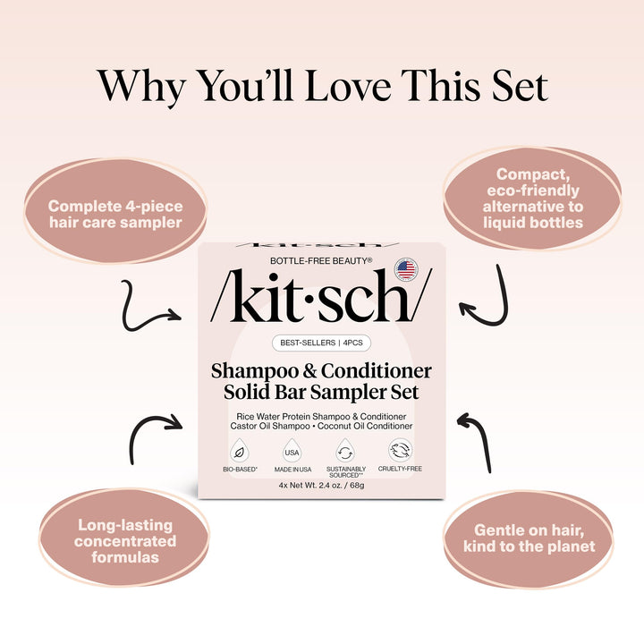 Kitsch Shampoo and Conditioner Bar Set, 4 Count