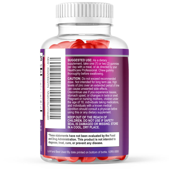 Zinc Gummies 50mg, Natural Berry, 60 Count