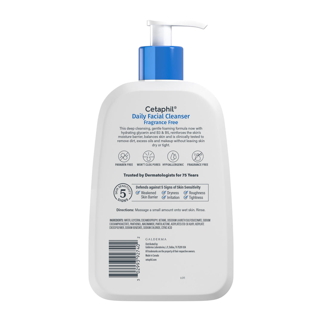 Cetaphil Daily Facial Cleanser, Oily And Combination Skin, 16 oz
