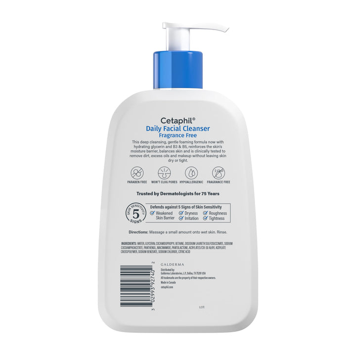 Cetaphil Daily Facial Cleanser, Oily And Combination Skin, 16 oz
