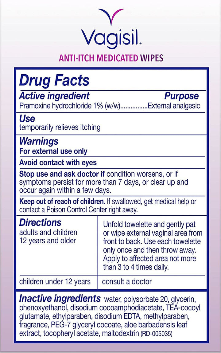 Vagisil Anti-Itch Maximum Strength Medicated Wipes, 12 Count