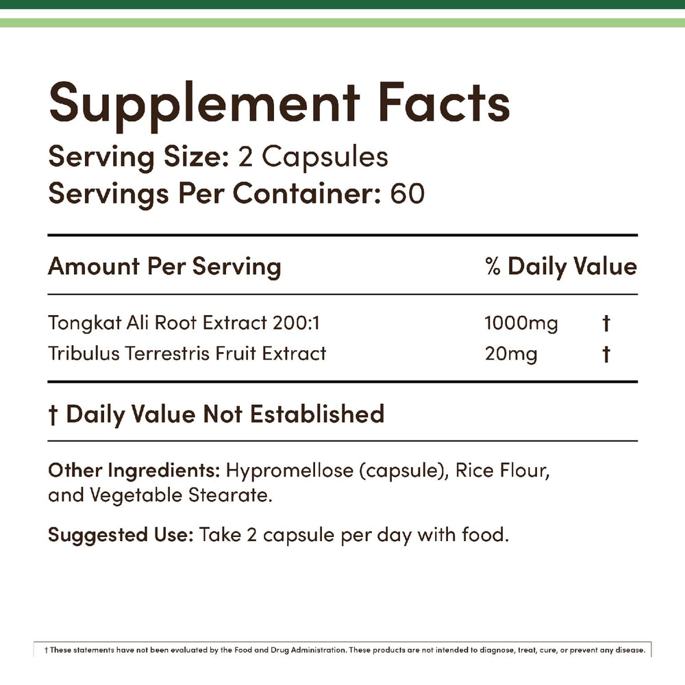Double Wood Supplements Tongkat Ali Extract Capsules, 1020 mg, 120 Count
