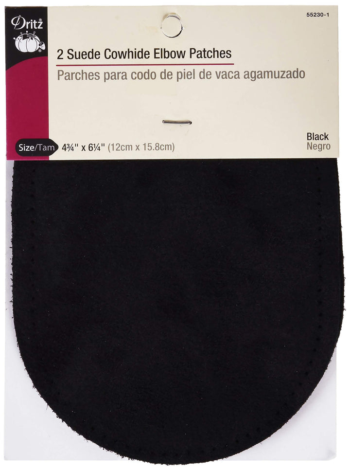 Dritz Suede Cowhide Elbow Patches, Black, 2 Count
