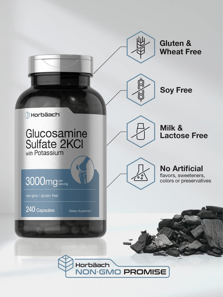 Horbäach Glucosamine Sulfate 2KCI, 3000 mg, 240 Count