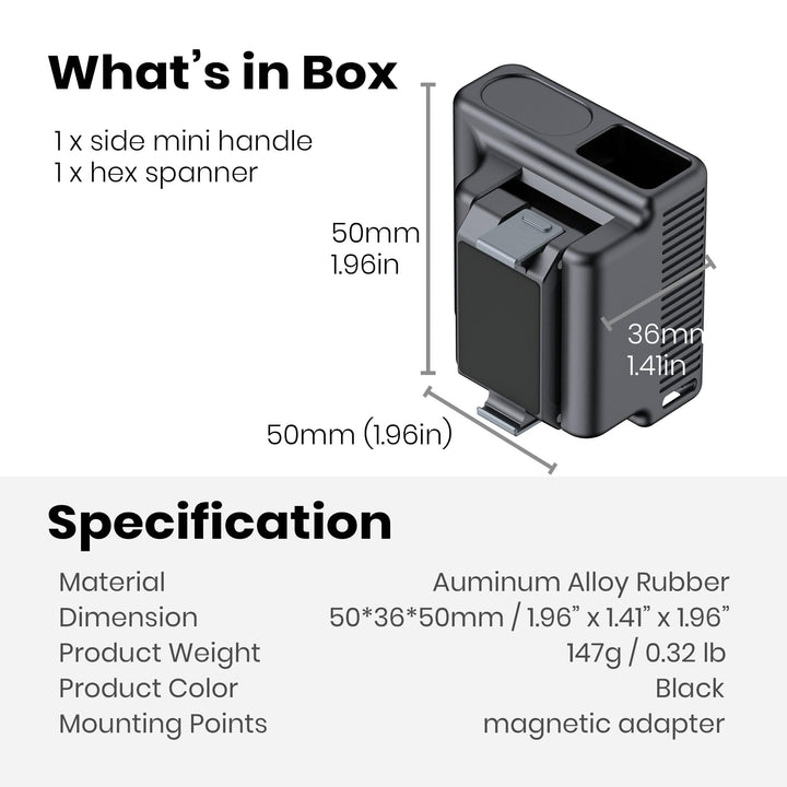 ROZOER Magnetic Handle for DJI Osmo Action, Aluminum Alloy