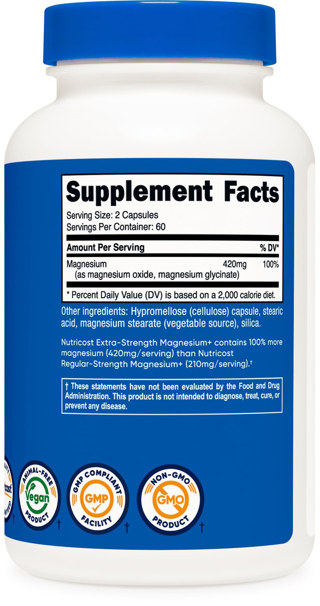 Nutricost Magnesium Glycinate, 420 mg, 120 Count