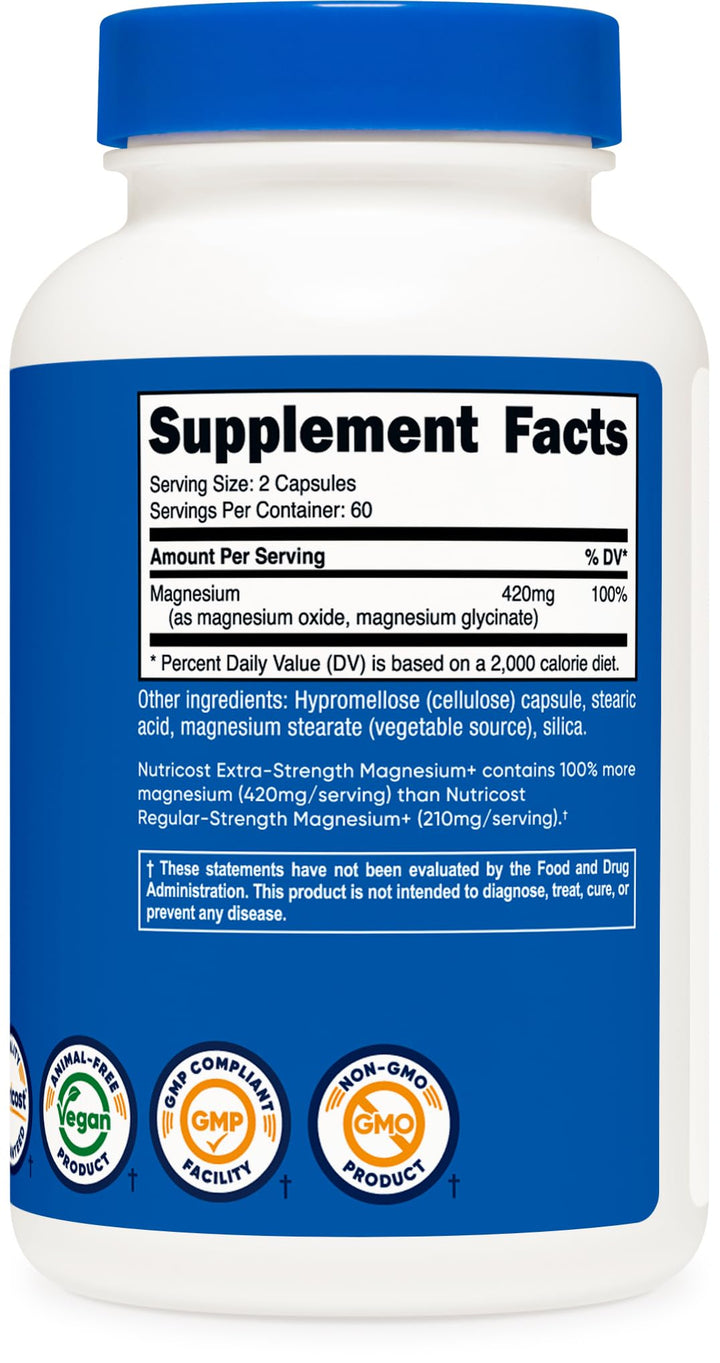 Nutricost Magnesium Glycinate, 420 mg, 120 Count