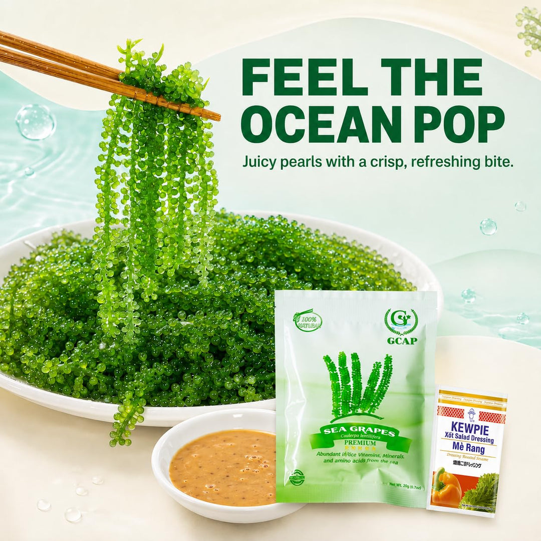 GCAP Sea Grapes Dehydrated Seaweed, Green Caviar, 6 Count