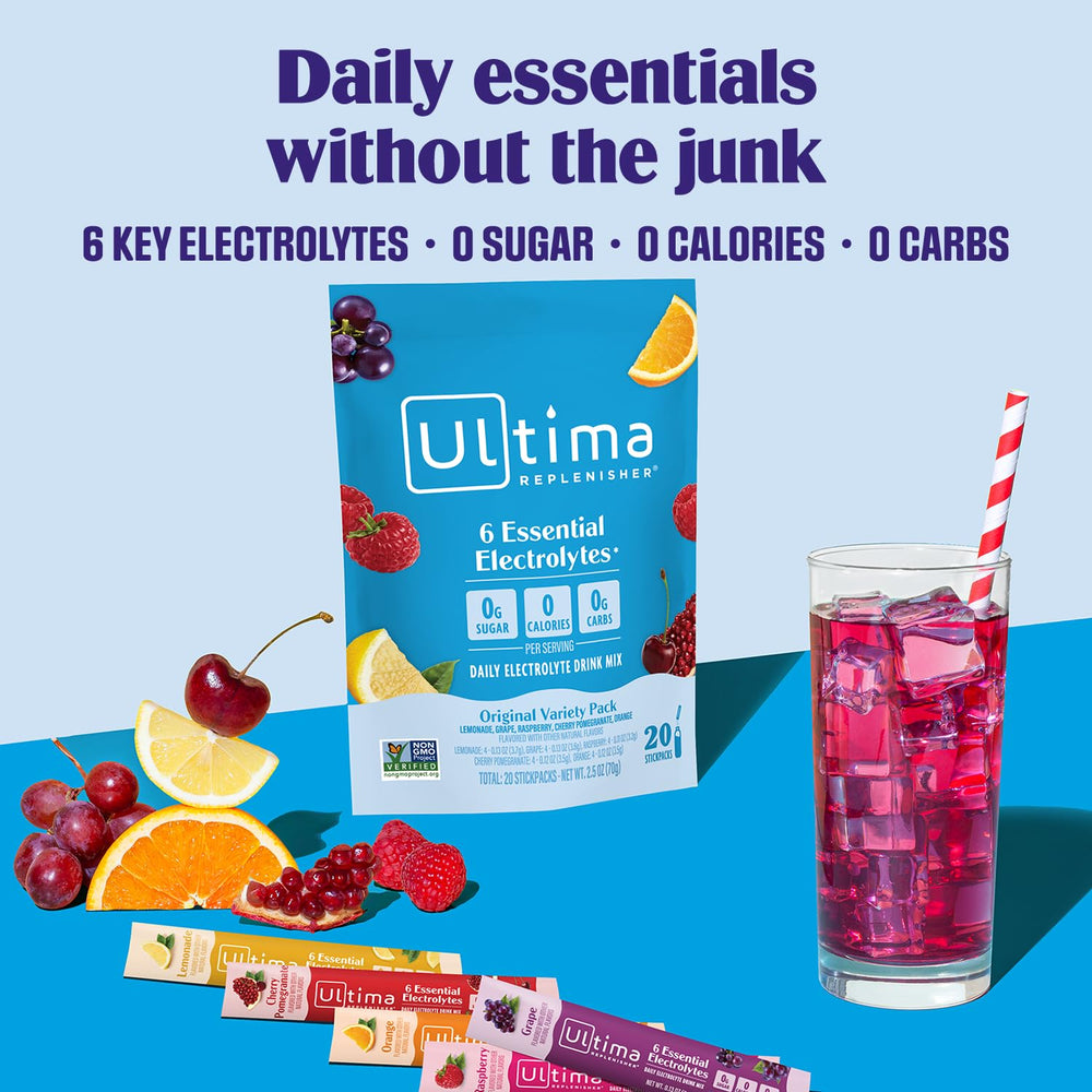 Ultima Replenisher Electrolyte Hydration Powder, Variety, 20 Count