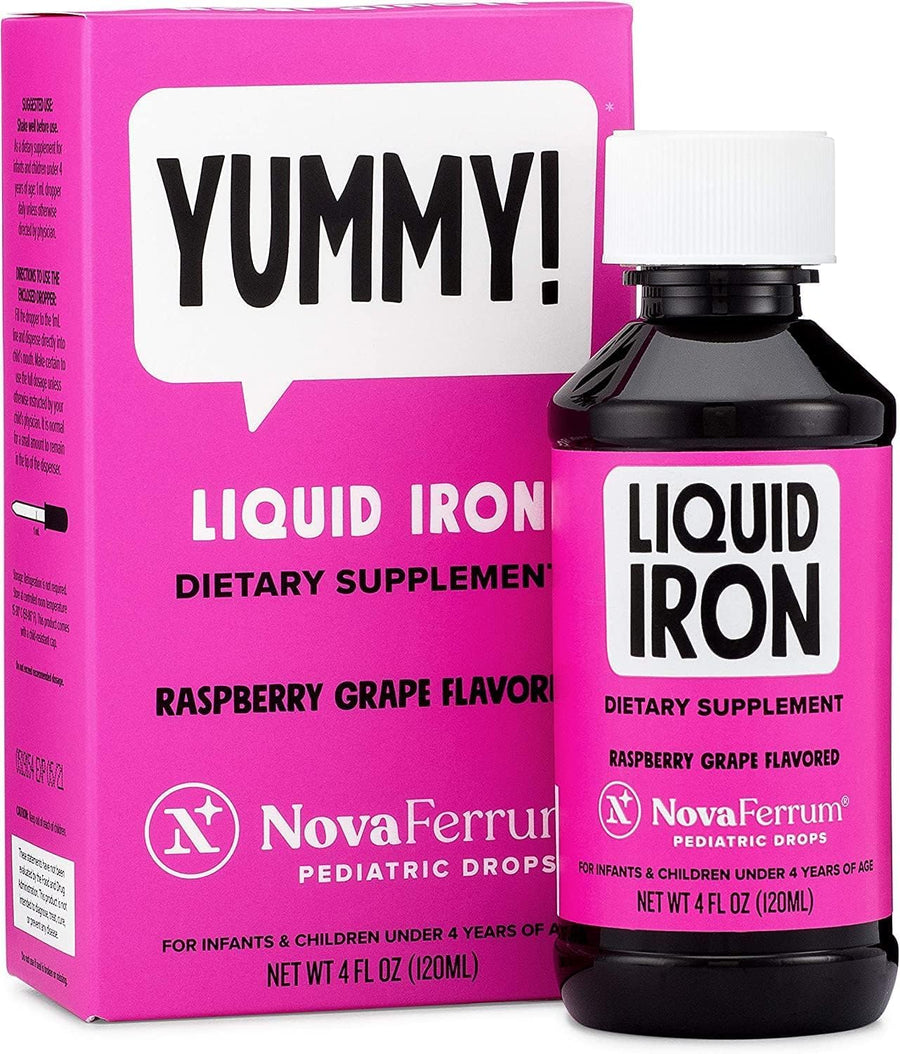 NovaFerrum Pediatric Drops Liquid Iron Supplement, Raspberry Grape, 4 fl oz