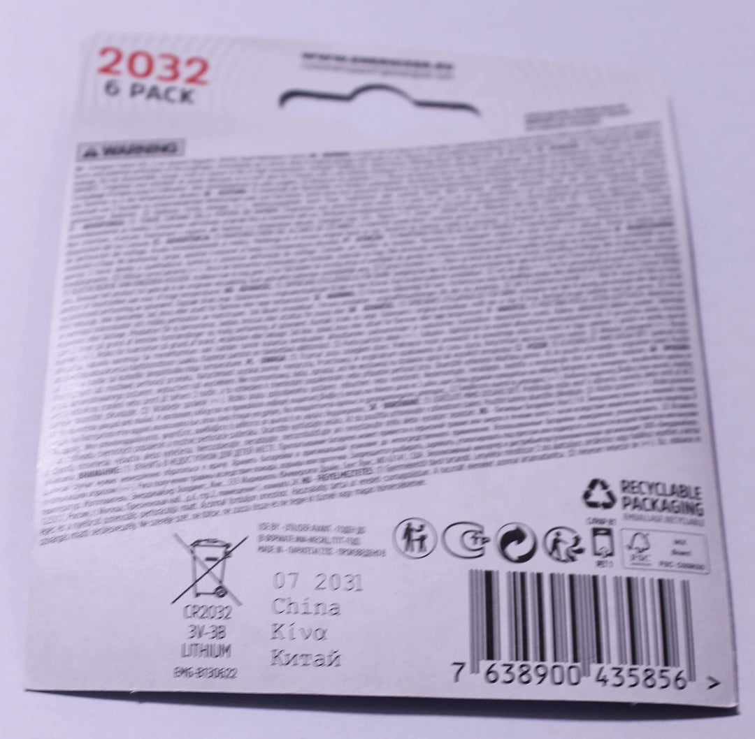 Energizer Max 2032 Battery, 6 Count
