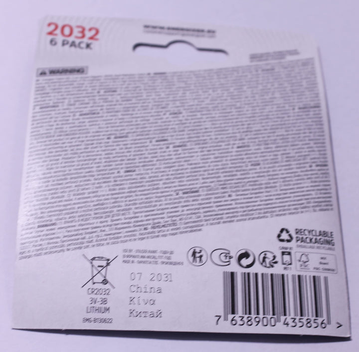 Energizer Max 2032 Battery, 6 Count