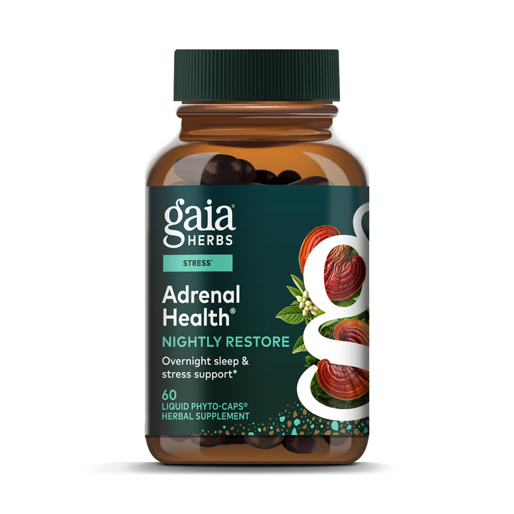 Gaia Herbs Adrenal Health Nightly Restore, Vegan Liquid Capsules, 60 Count