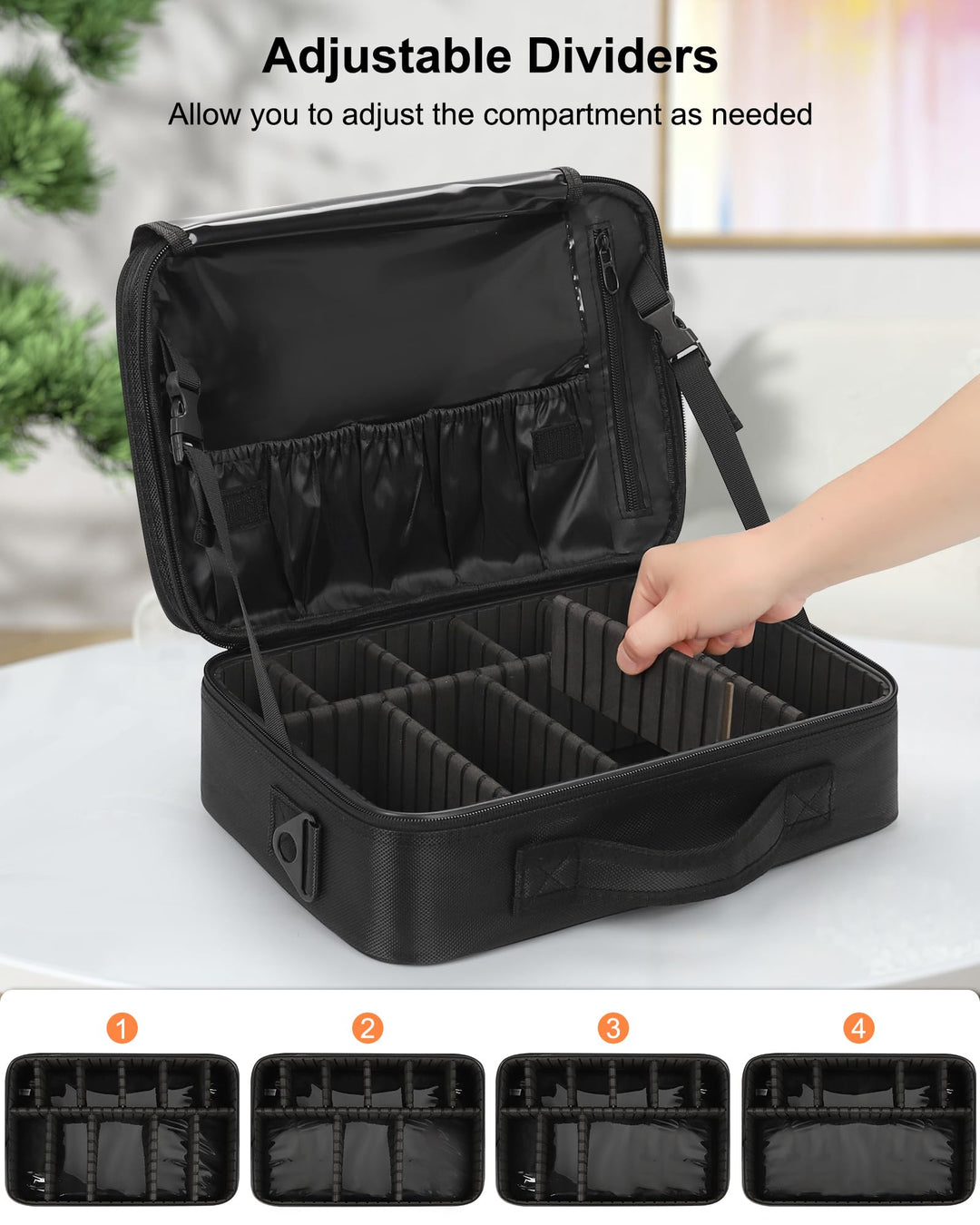 Relavel Makeup Case, Black, 13.8 in