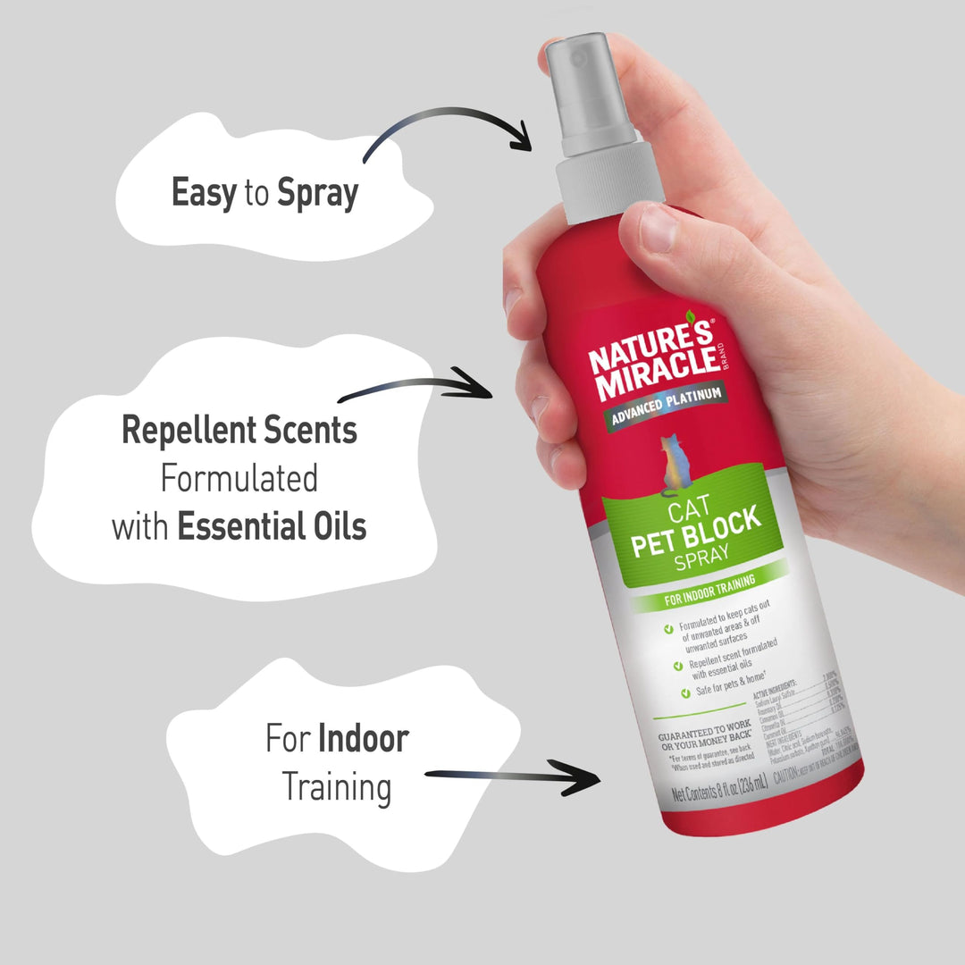 Nature's Miracle Cat Pet Block Repellent Spray, 8 oz