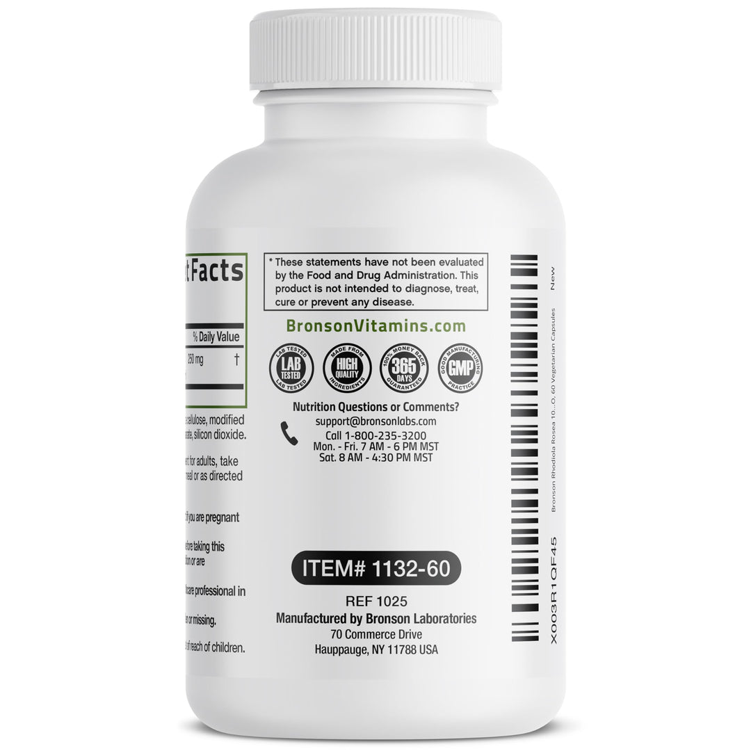 Bronson Rhodiola Rosea Vegetarian Capsules, 60 Count